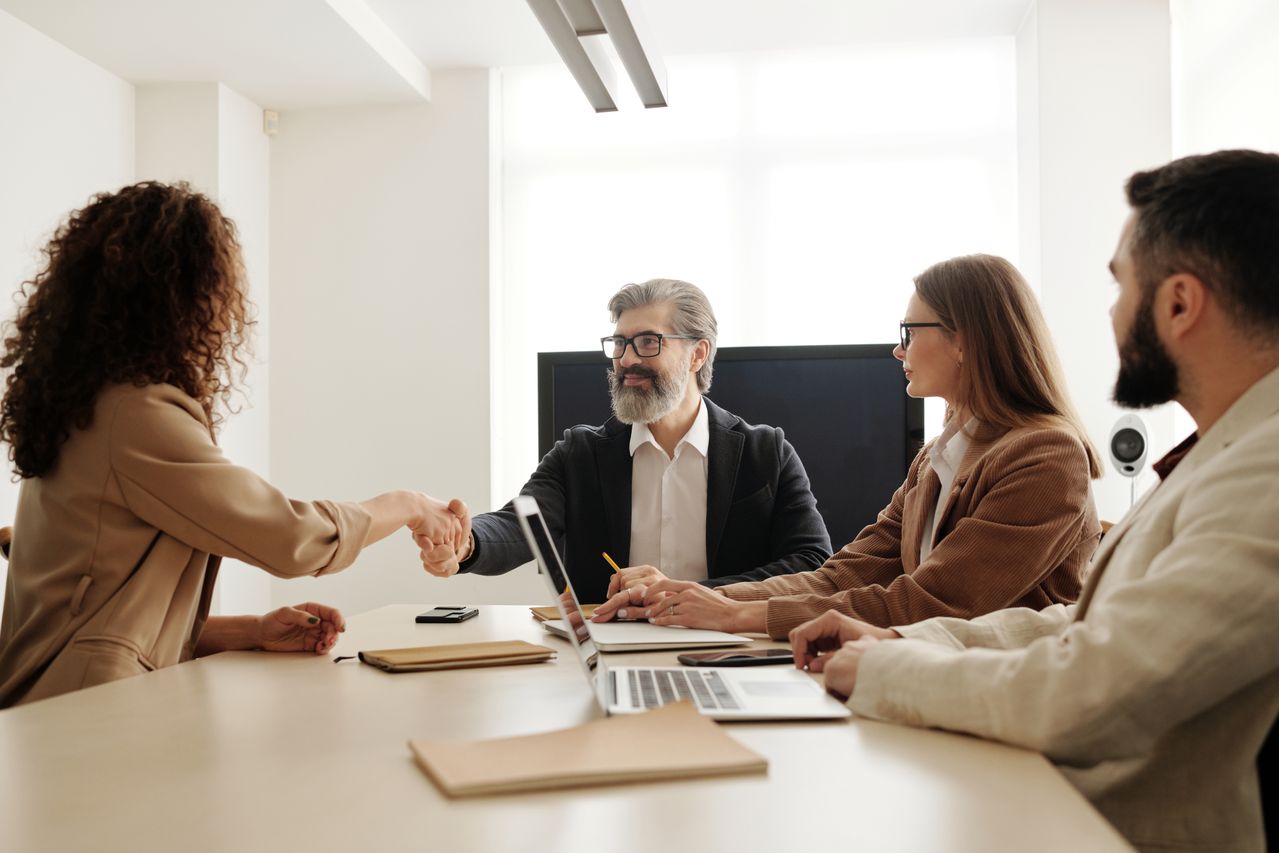 Professionals conducting a job interview